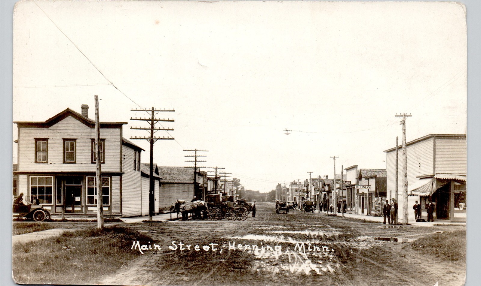 MAIN STREET henning mn 1910s postcard minnesota real photo rppc downtown shops MAIN STREET henning mn 1910s postcard minnesota real photo rppc downtown shops