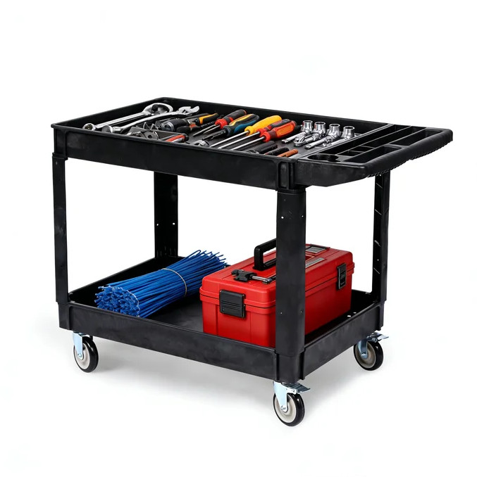 Garvee 2-Tier Heavy-Duty Rolling Utility Cart, 550 lbs Capacity, Black Garvee 2-Tier Heavy-Duty Rolling Utility Cart, 550 lbs Capacity, Black