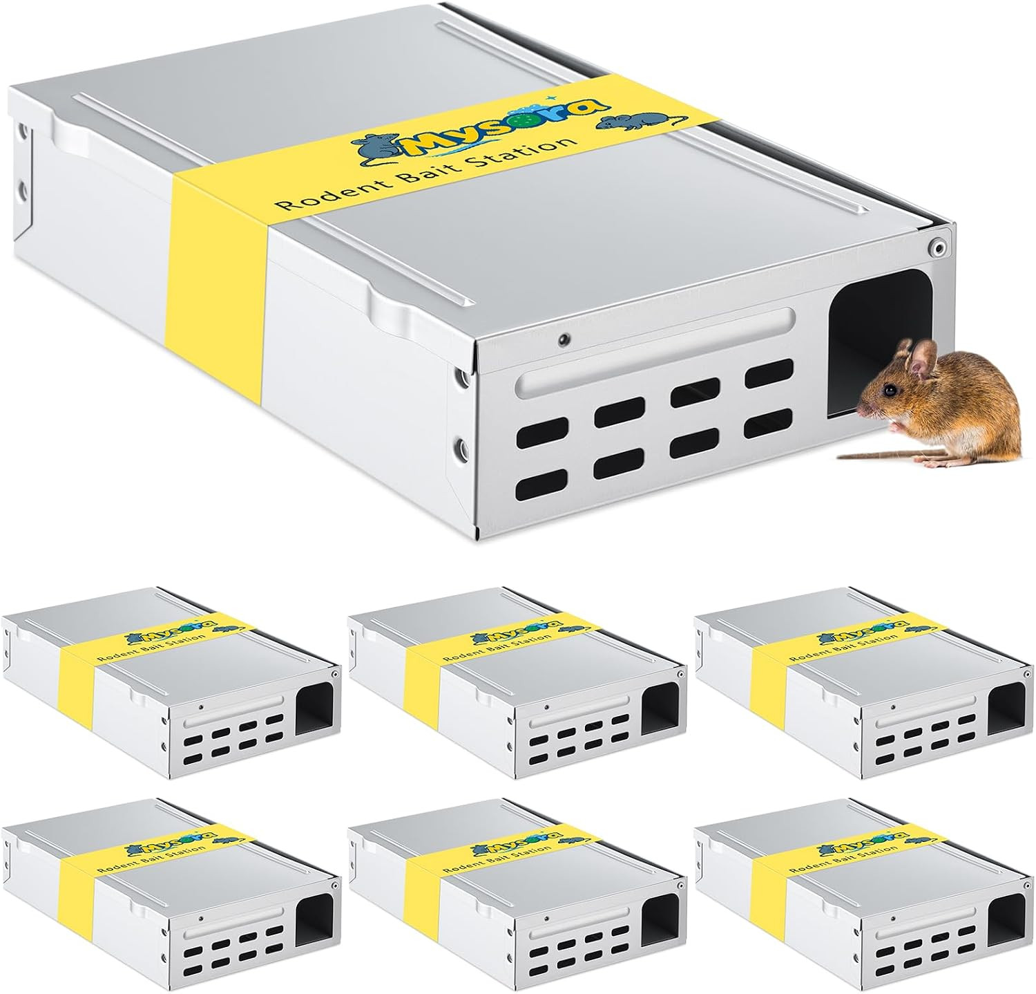 6 Packs Multi Catch Mice Container Humane, Large, Silver