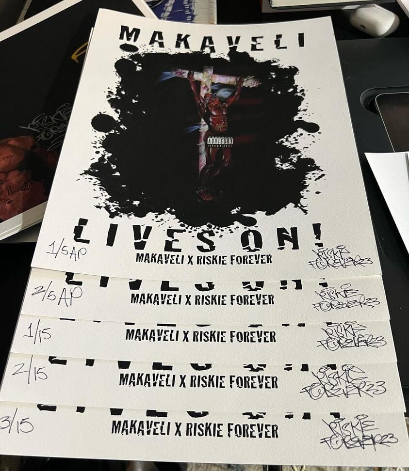 LIMITED # 2/15 Original 2Pac Makaveli Print - Riskie Forever Very Rare Signed 