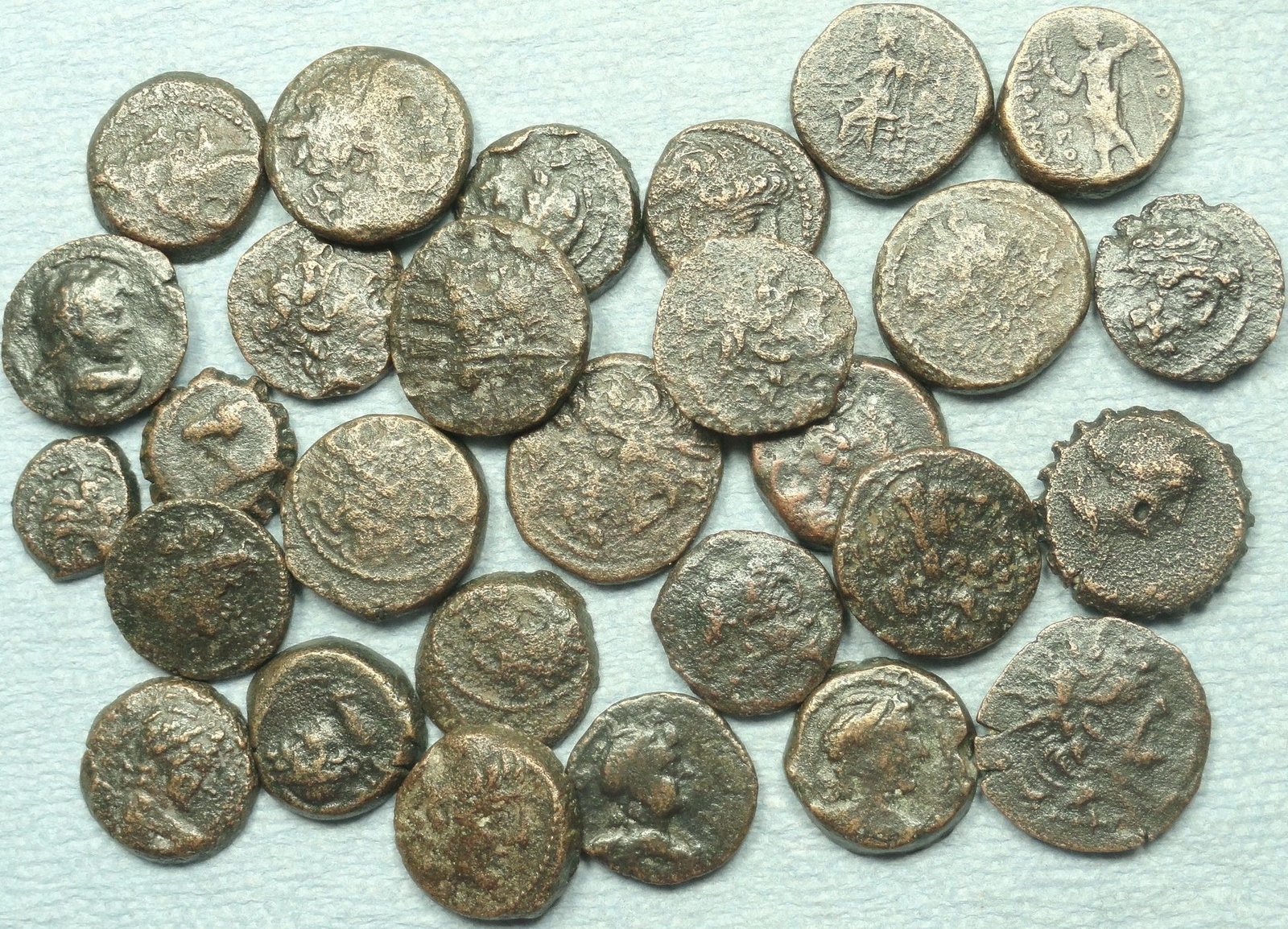 One Genuine Ancient Greek Bronze Coin. 13mm - 21mm. 450 BC - 100 AD. One Genuine Ancient Greek Bronze Coin. 13mm - 21mm. 450 BC - 100 AD.