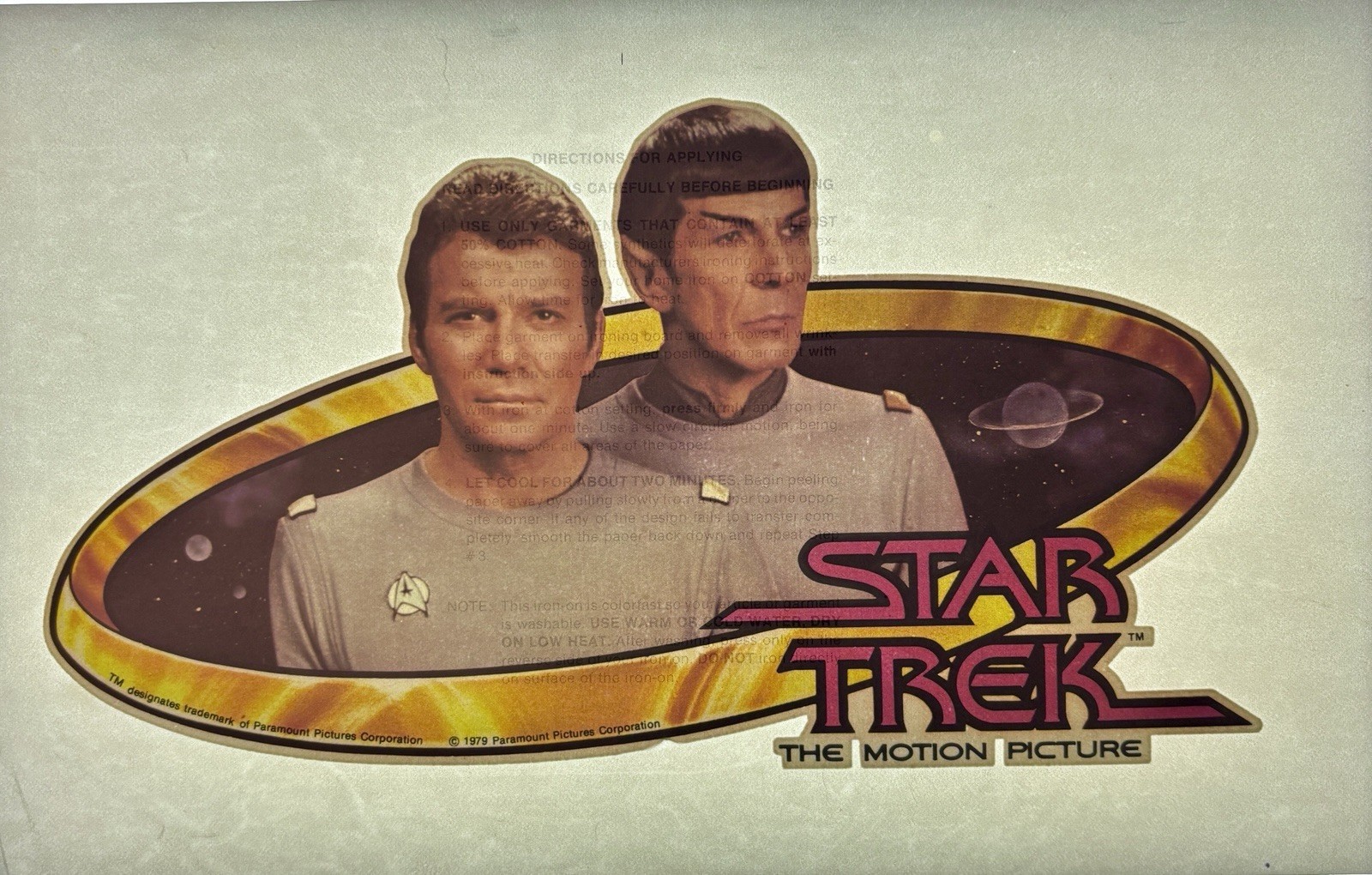 Original Vintage 1979 Star Trek Spock The Motion Picture Movie Iron On Transfer