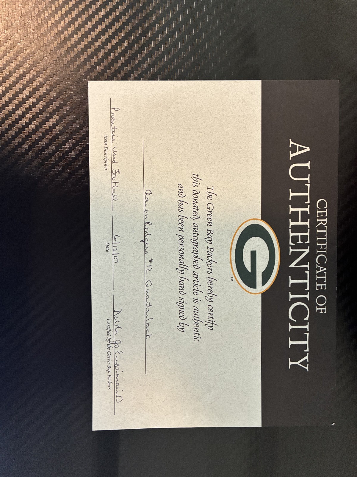 Aaron Rodgers Practice Used Hand Signed Football
