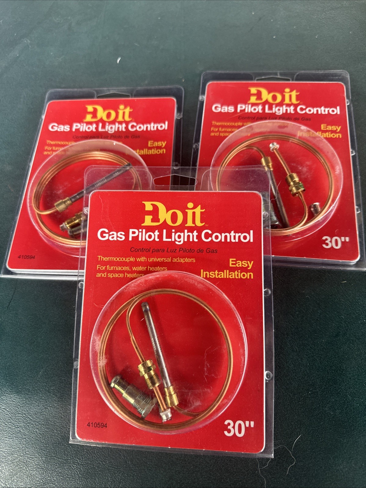 Lot of 3 - Do It 30” Gas Pilot Light Control Thermocouple with Adapters 410594 Lot of 3 - Do It 30” Gas Pilot Light Control Thermocouple with Adapters 410594