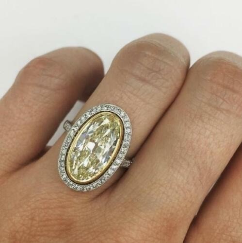 Ovel Cut  Lab-Created 5.50 Ct Canary Diamond Wedding Ring 925 Sterling Silver