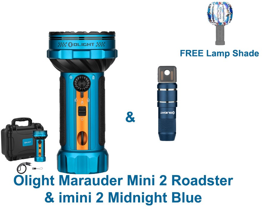 Olight Marauder Mini 2 Roadster & Imini 2 Midnight Blue Lights, FREE Lamp Shade Olight Marauder Mini 2 Roadster & Imini 2 Midnight Blue Lights, FREE Lamp Shade