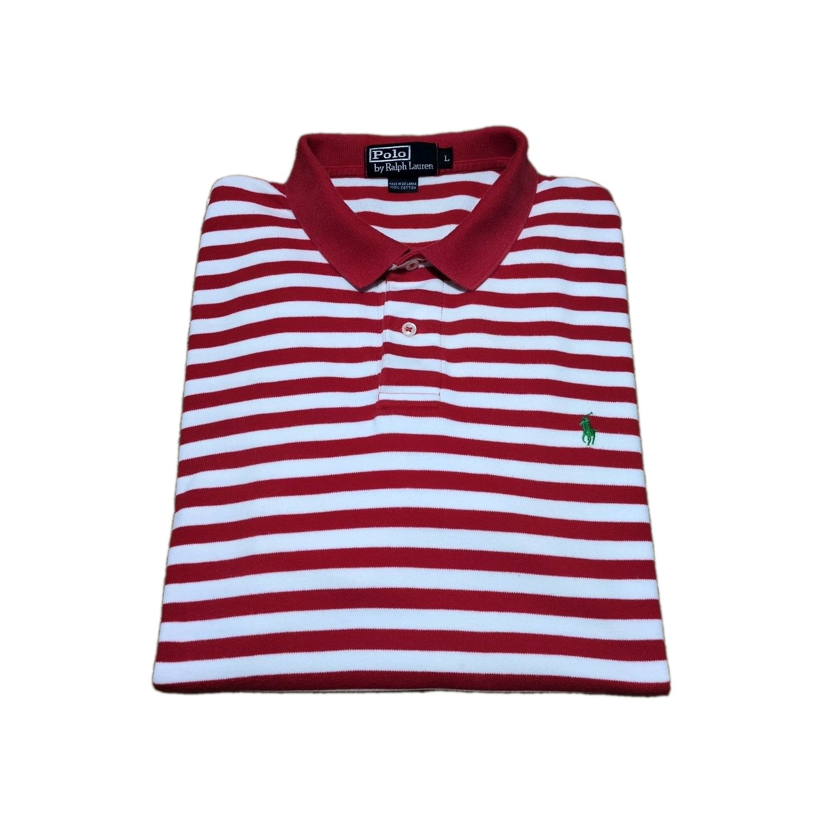 Vintage Polo Ralph Lauren Polo Shirt Mens L Candy Cane Striped 90s Preppy EUC