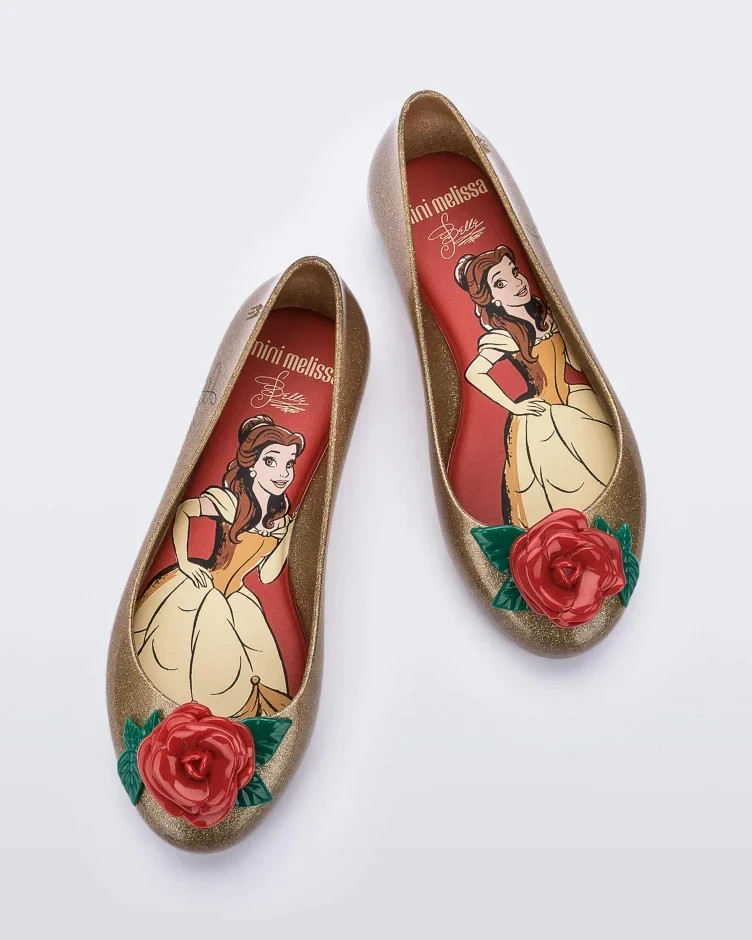 Mini Melissa Sweet Love Princess Ballet Flats Beauty & the Beast Belle girls Mini Melissa Sweet Love Princess Ballet Flats Beauty & the Beast Belle girls