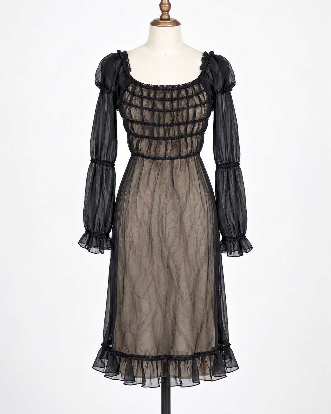 Vintage INC International Concepts Black Silk Sheer Ruched Dress Size 4 Y2K Vintage INC International Concepts Black Silk Sheer Ruched Dress Size 4 Y2K