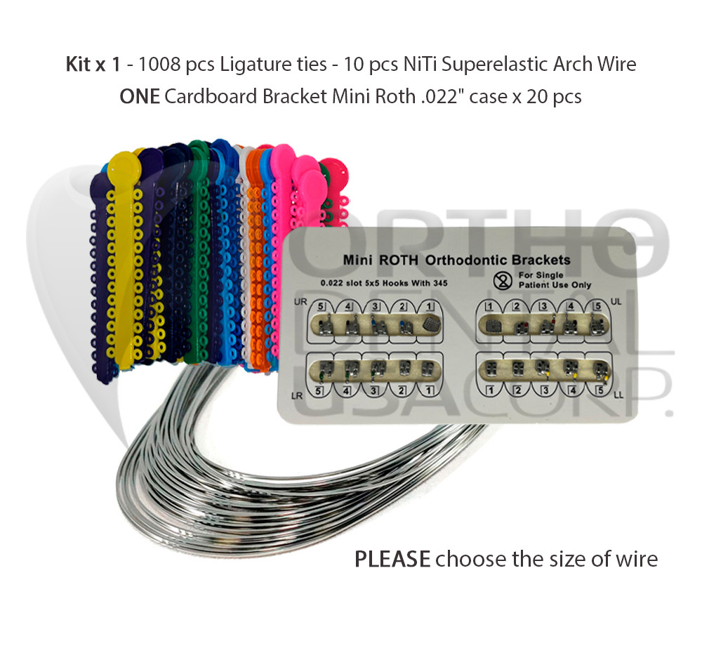 KIT Include Brackets Elastomeric Ligature Ties and bag of Wires Orthodentalusa
