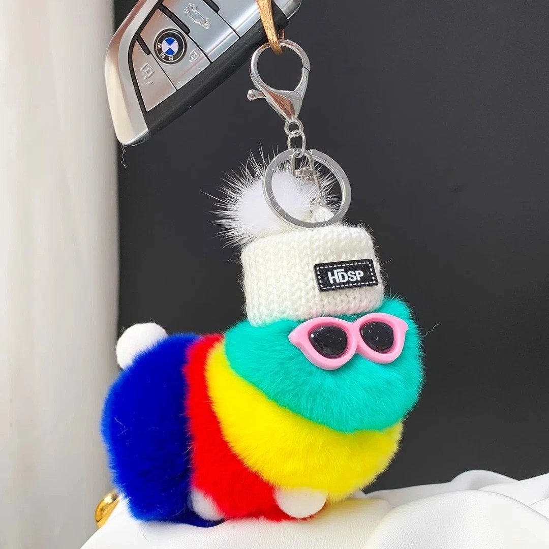Kawaii Cute Caterpillar Plush Keychain Fluffy Worm Bag Charm Gift (100 Pics)