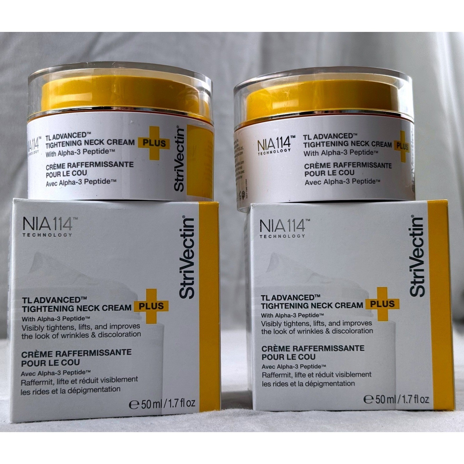 2 x Strivectin TL Advanced Tightening Neck Cream Plus 1.7 oz New Total 3.4 OZ 2 x Strivectin TL Advanced Tightening Neck Cream Plus 1.7 oz New Total 3.4 OZ