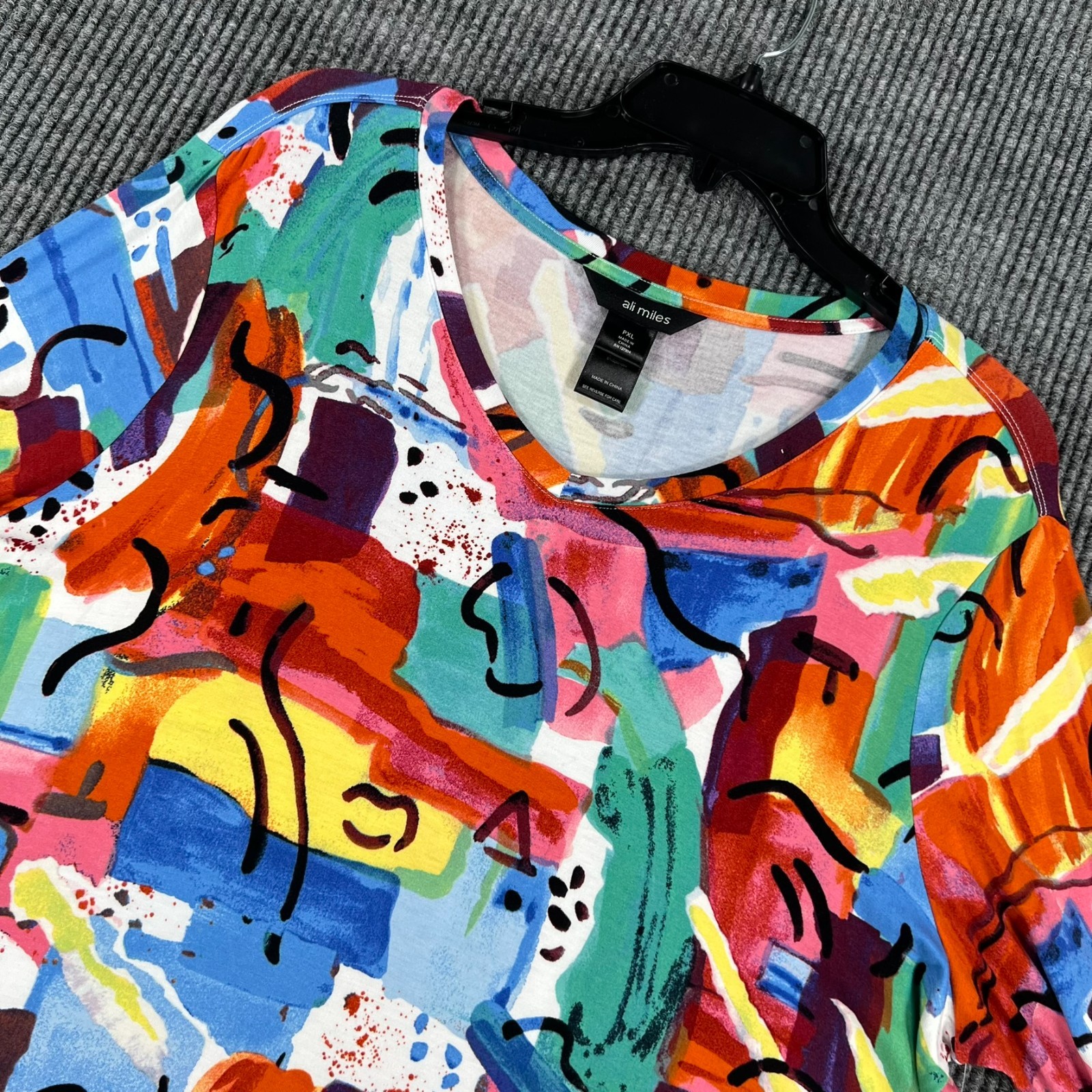 Ali Miles Shirt Top Blouse Womens PXL Petite XL Geometric Long Sleeve New