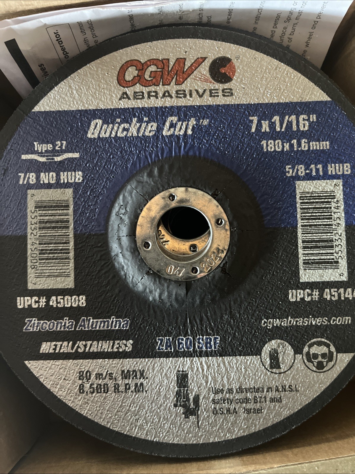 CGW Cut-Off Wheel 45008 - 7 in [T-27 ZA-60-S-BF] - 50pcs