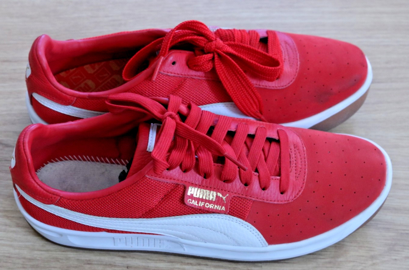 Puma California Mens Casual Leather Low Top Red/White Shoe Size 11.5 Pre Owned Puma California Mens Casual Leather Low Top Red/White Shoe Size 11.5 Pre Owned