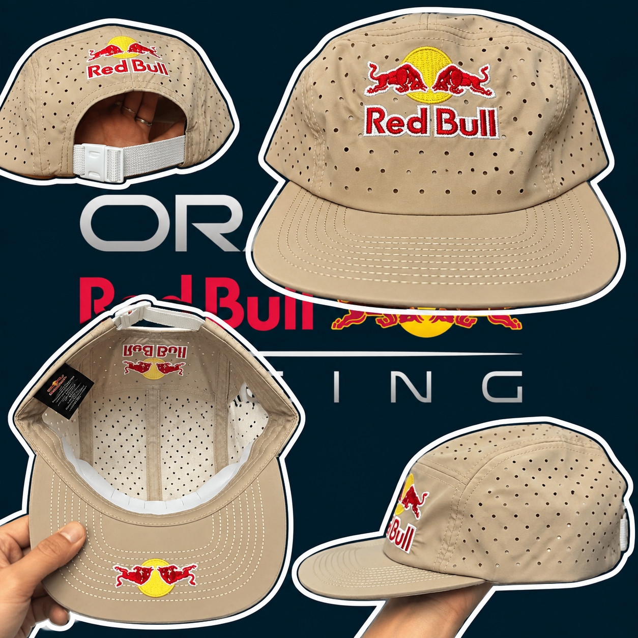 Vintage Red Bull Khaki 5 Panel Cap Streetwear Adjustable Flat Hat