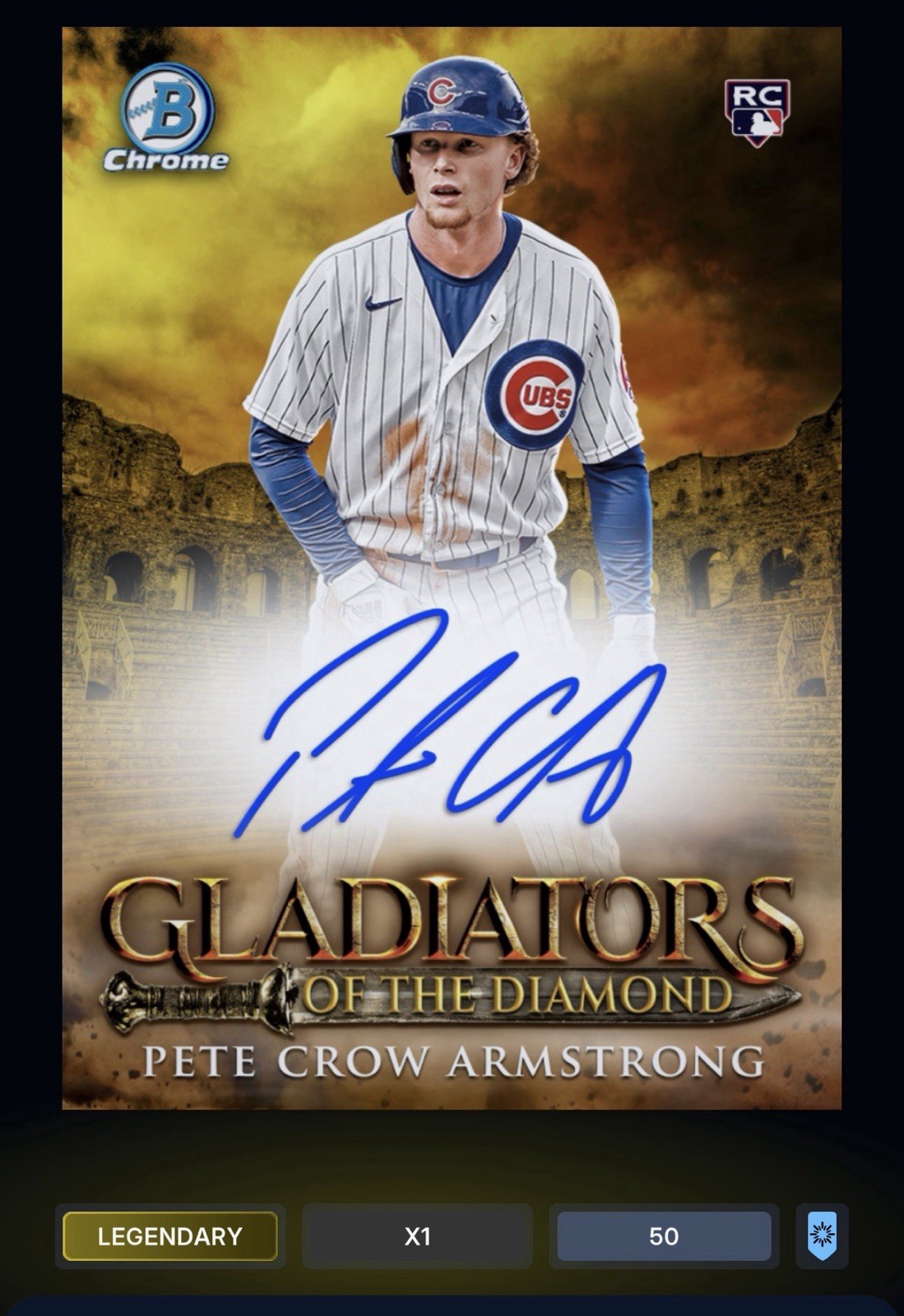 Topps Bunt Digital Gladiators of the Diamond AU Pete Crow-Armstrong #GDA-PC /50