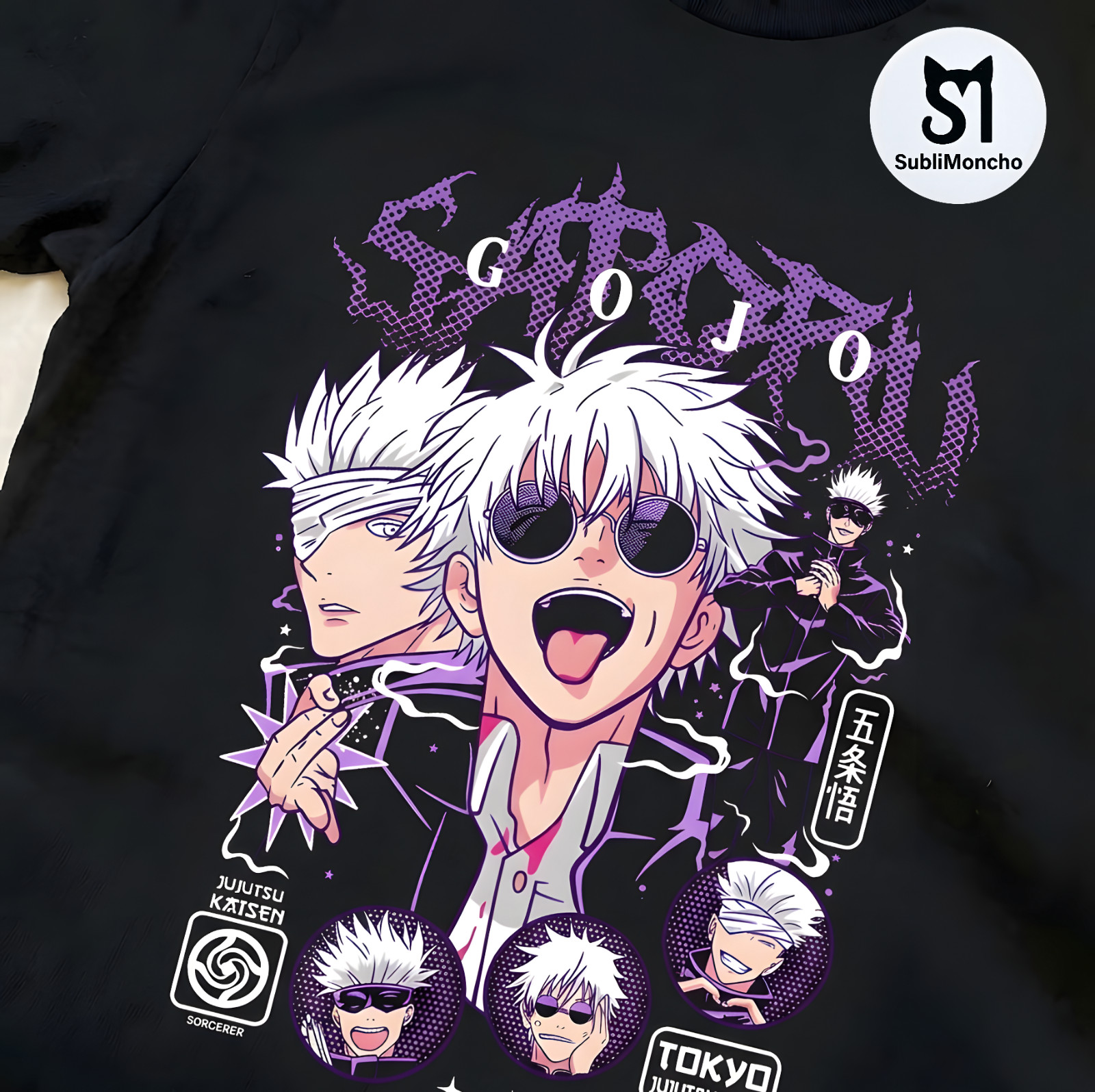 Jujutsu Kaisen T-shirt Satoru Gojo Unisex Adult 100% Cotton Black Graphic Shirt Jujutsu Kaisen T-shirt Satoru Gojo Unisex Adult 100% Cotton Black Graphic Shirt