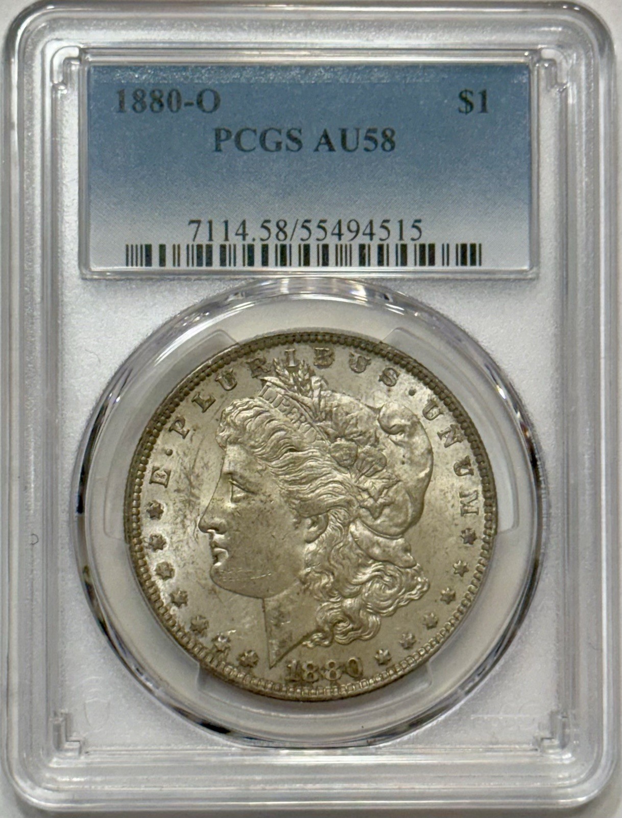 Morgan Silver Dollar 1880 O PCGS AU 58 About Uncirculated 90% Silver $1 Coin Morgan Silver Dollar 1880 O PCGS AU 58 About Uncirculated 90% Silver $1 Coin