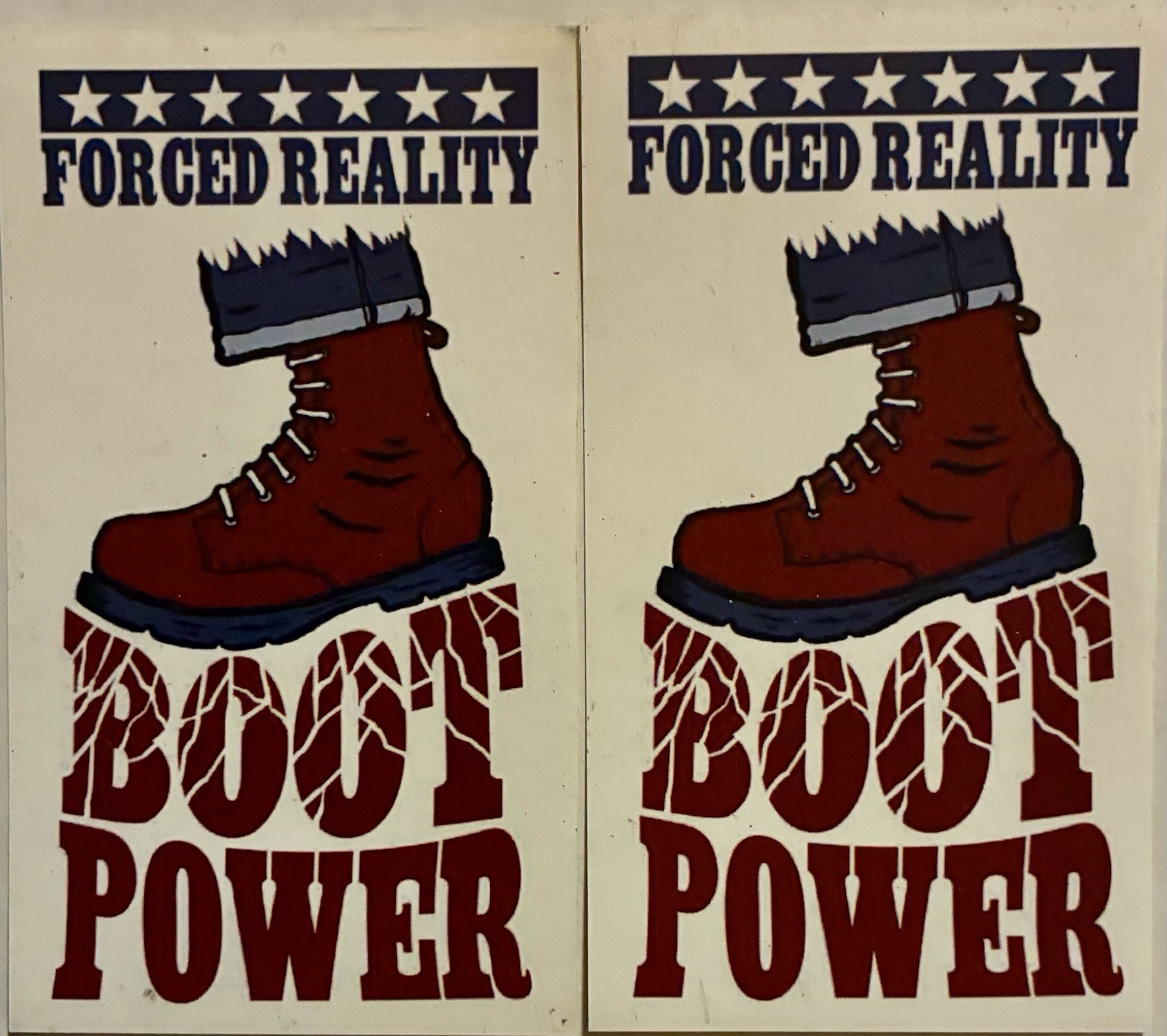 FORCED REALITY BOOT POWER RARE VINT 1990S BOOT DESIGN 2 STICKER SET CT HARDCORE