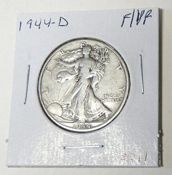 1944-D Walking Liberty Silver Half Dollar F/VF Denver Mint (92925) 1944-D Walking Liberty Silver Half Dollar F/VF Denver Mint (92925)