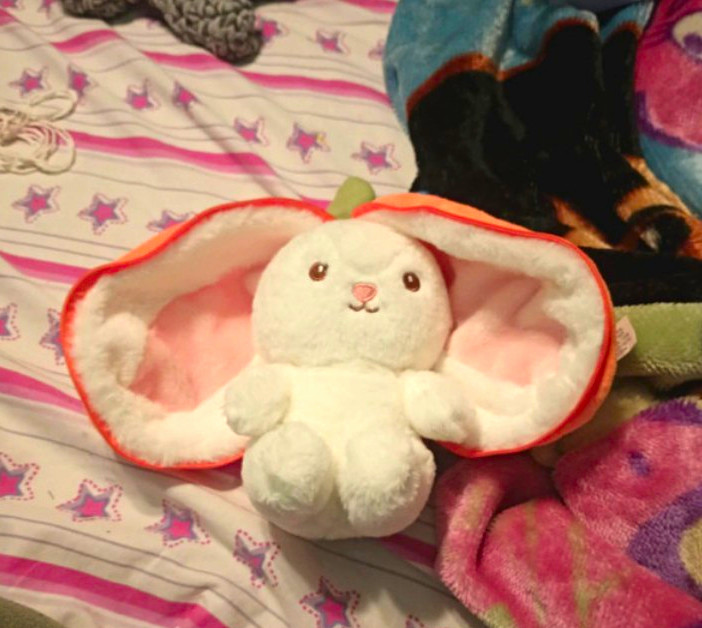 White Bunny Plush Stuffed Animal Pink Ears Orange Shell Washable Small 2020 White Bunny Plush Stuffed Animal Pink Ears Orange Shell Washable Small 2020