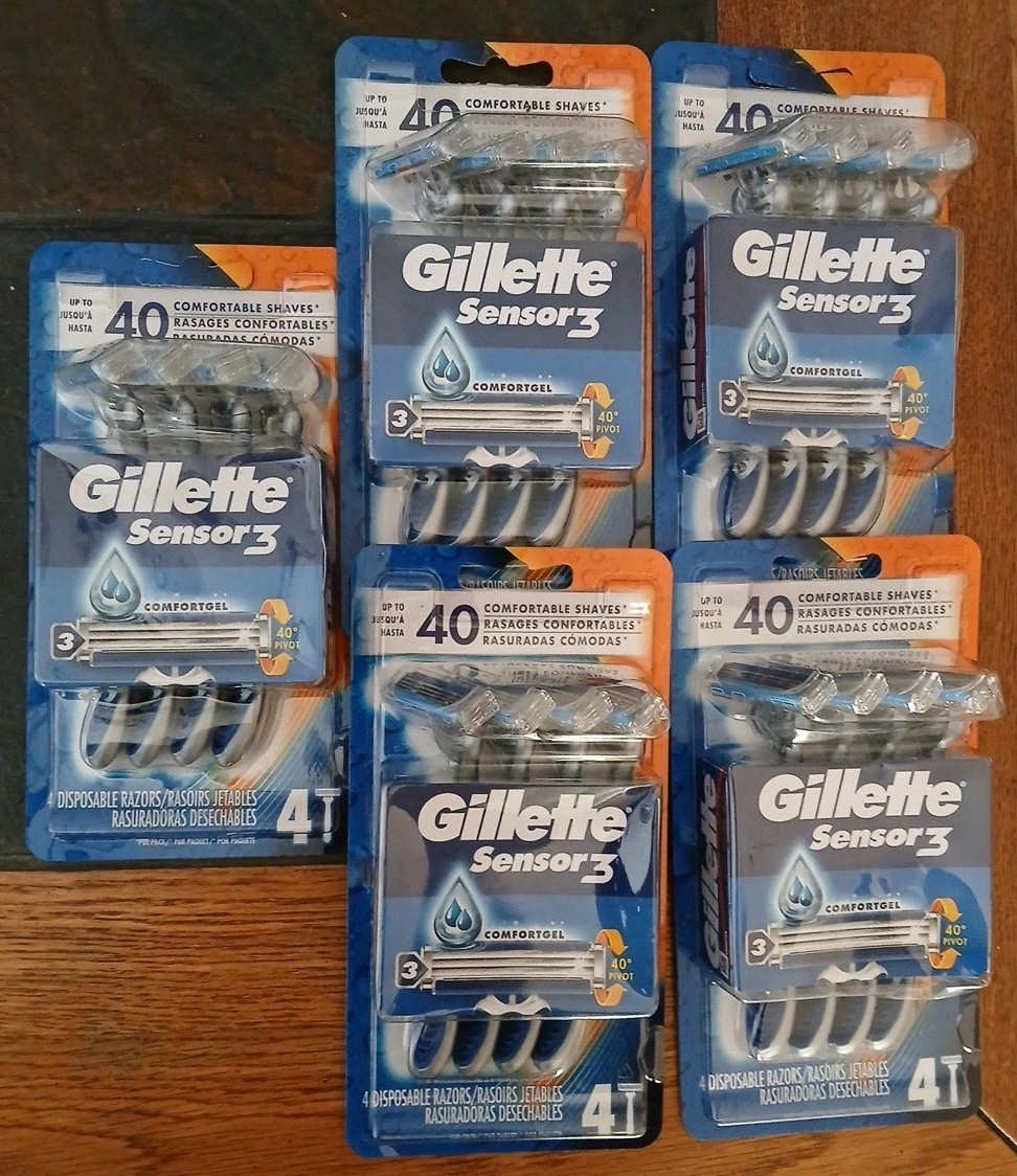 5x Gillette Sensor3 Comfortgel  Men\'s Disposable Razors-4Pack [20 Total Razors]