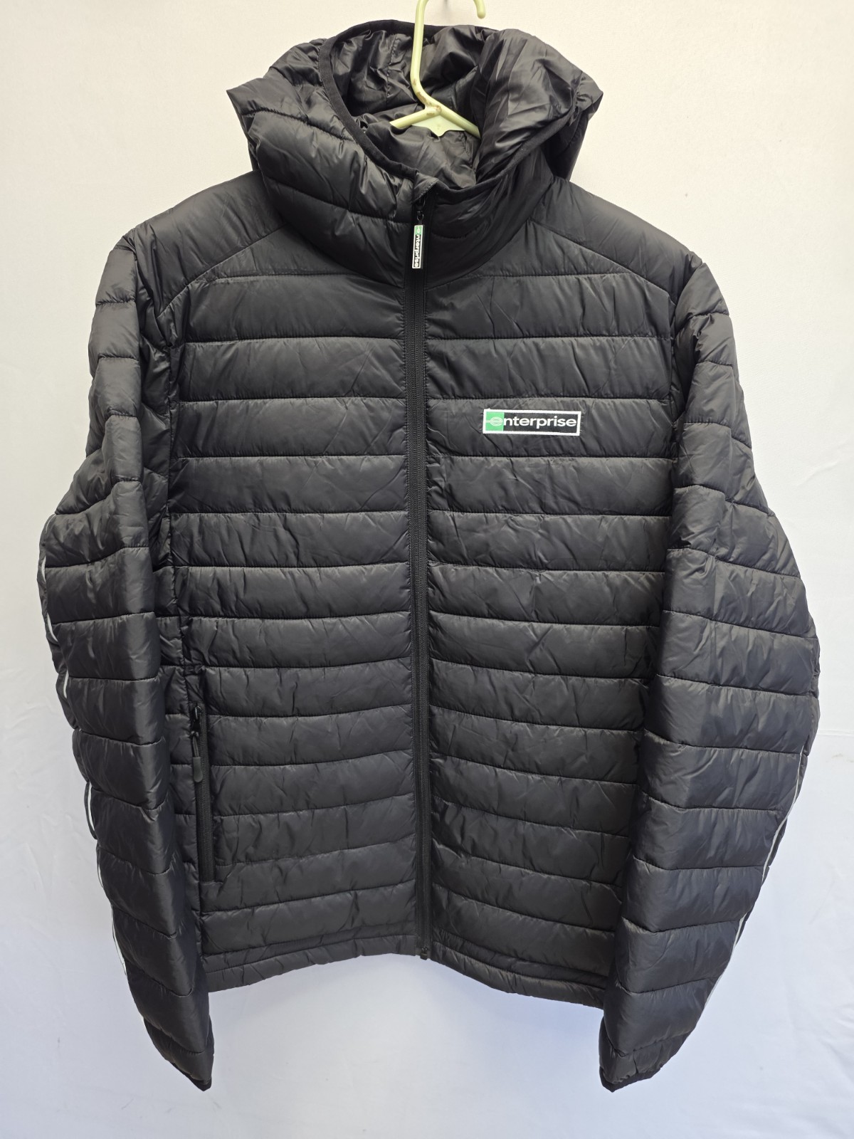NWOT Enterprise Rent-A-Car Puffer Jacket Mens Large Black Hooded Quilted Coat