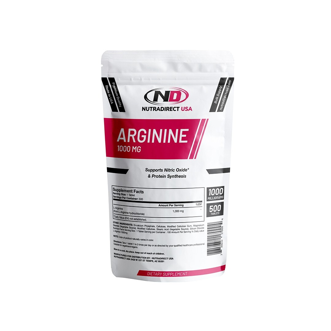 Arginine 1000mg Tablets - 500 Tablets   EXP: MAY 2028  Prompt Shipping
