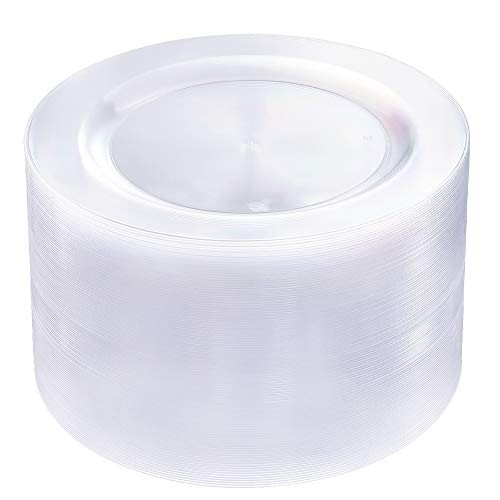 100 Count Clear Plastic Dinner Plates, 10.25inch Disposable Partyware