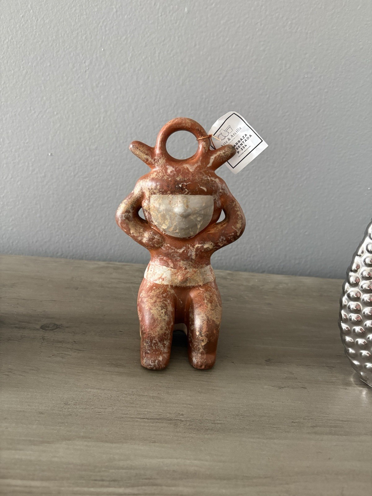 Pre-colombian Style Terracotta Seated Vintage Figurine