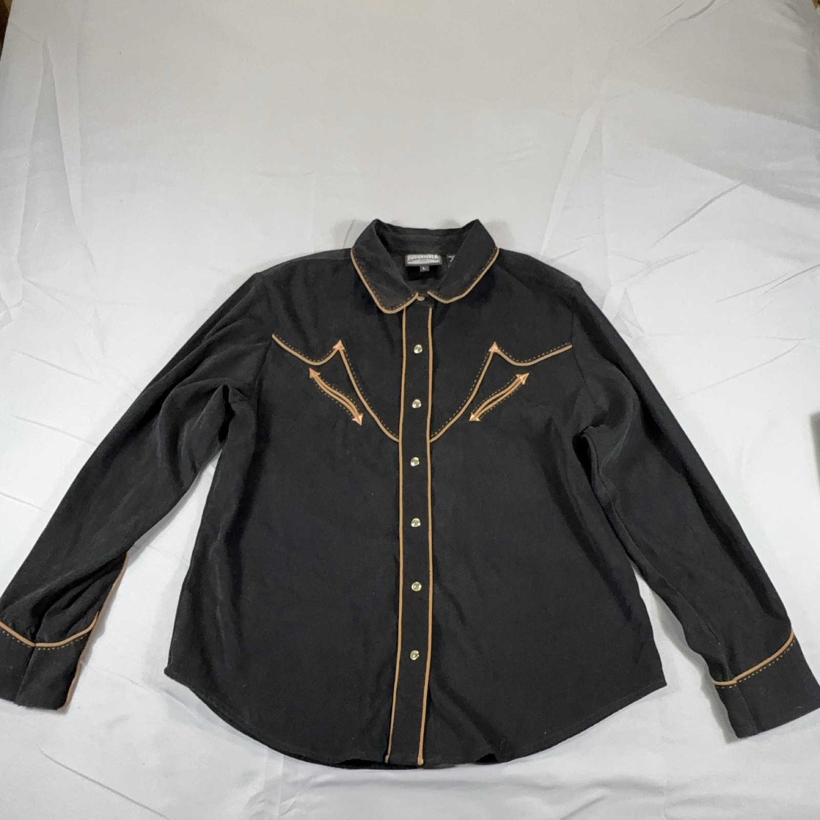 Vintage Roughrider by Circle T Women’s Western Shirt Large Black Faux Suede Vintage Roughrider by Circle T Women’s Western Shirt Large Black Faux Suede