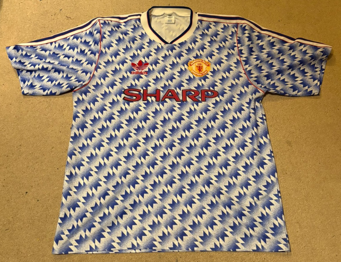 Official Vintage 1990 1992 Manchester United Away Shirt Large 42-44 Adidas Sharp