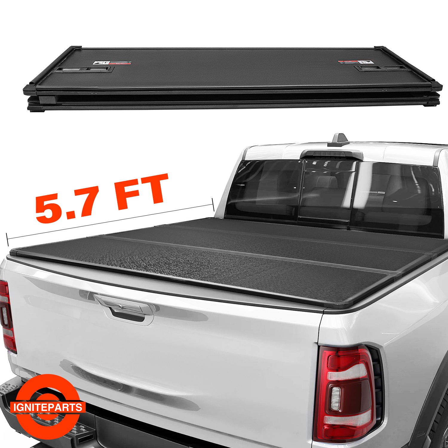 Tri-Fold 5.7FT/5.8FT Hard Truck Bed Tonneau Cover For 2009-2026 Ram 1500 On Top
