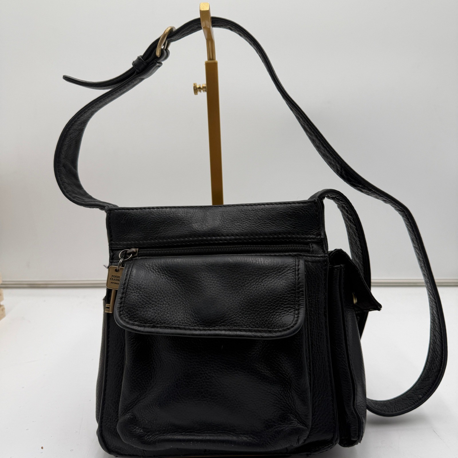 Fossil 1954 Shoulder Bag Leather Vintage Purse Classic 75082 Black Organizer