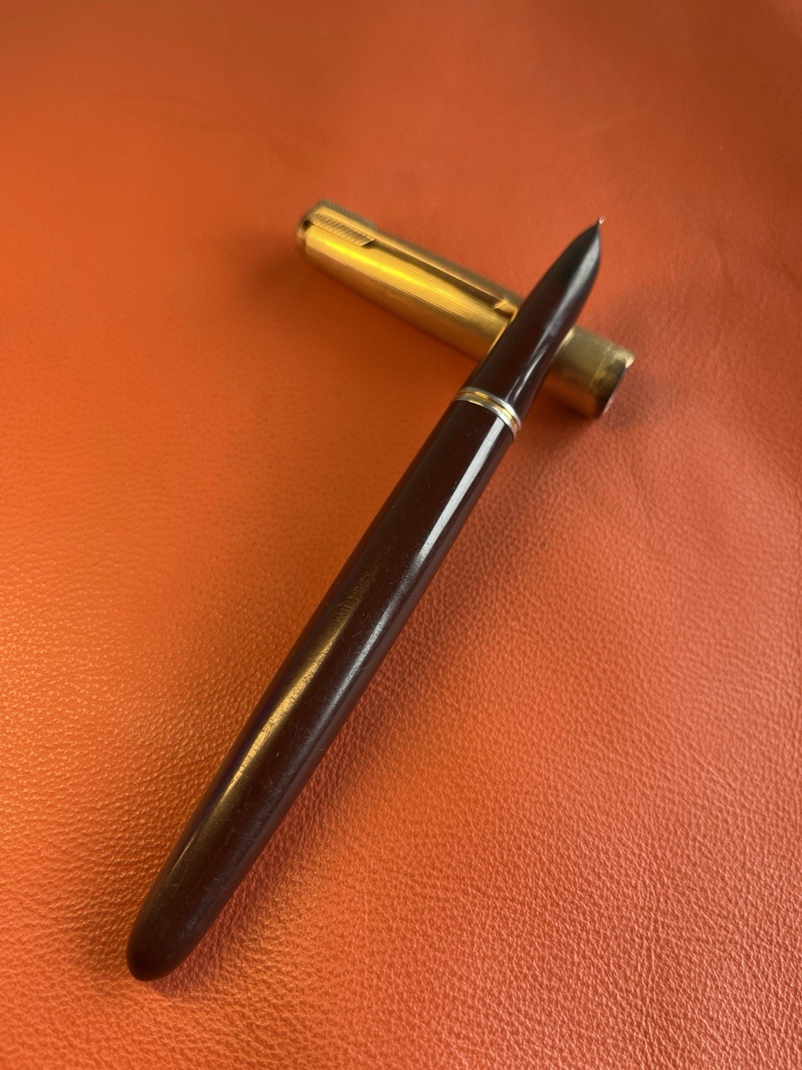 Vintage Parker 51 Fountain Pen Burgundy 1/8 14K Gold Filled Cap USA Untested