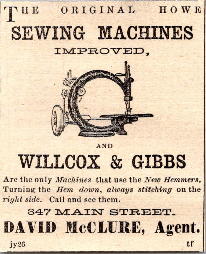 Wilcox & Gibbs Howe Sewing Machines 1871 Worcester MA Clipping TAJ8-S62 Wilcox & Gibbs Howe Sewing Machines 1871 Worcester MA Clipping TAJ8-S62