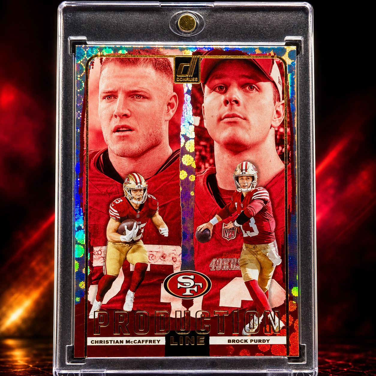 Brock Purdy Christian McCaffrey RARE DUAL REFRACTOR INVESTMENT CARD 49ERS MINT