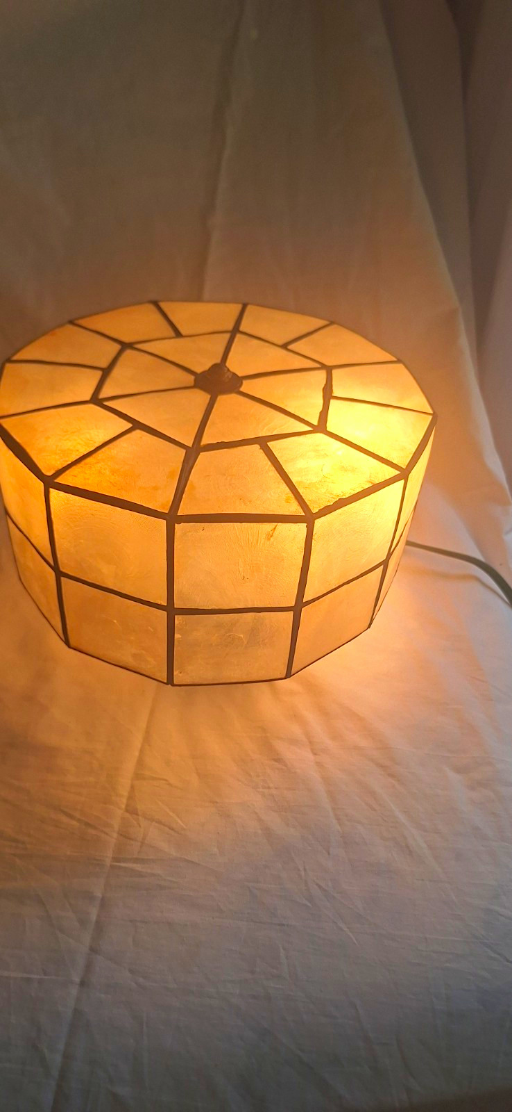 vintage mid-century capiz shell ceiling light cover or lamp shade. vintage mid-century capiz shell ceiling light cover or lamp shade.