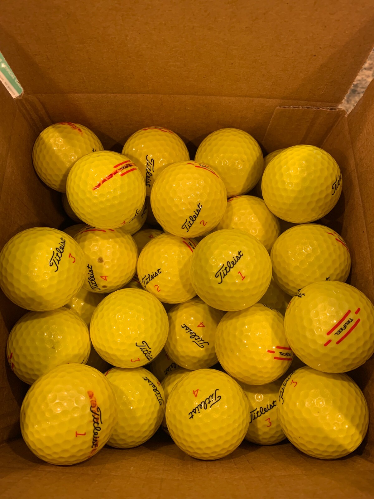 4 Dozen 48 AAAA-AAAAA Yellow Titleist TruFeel Near Mint to Mint Used Golf Balls 