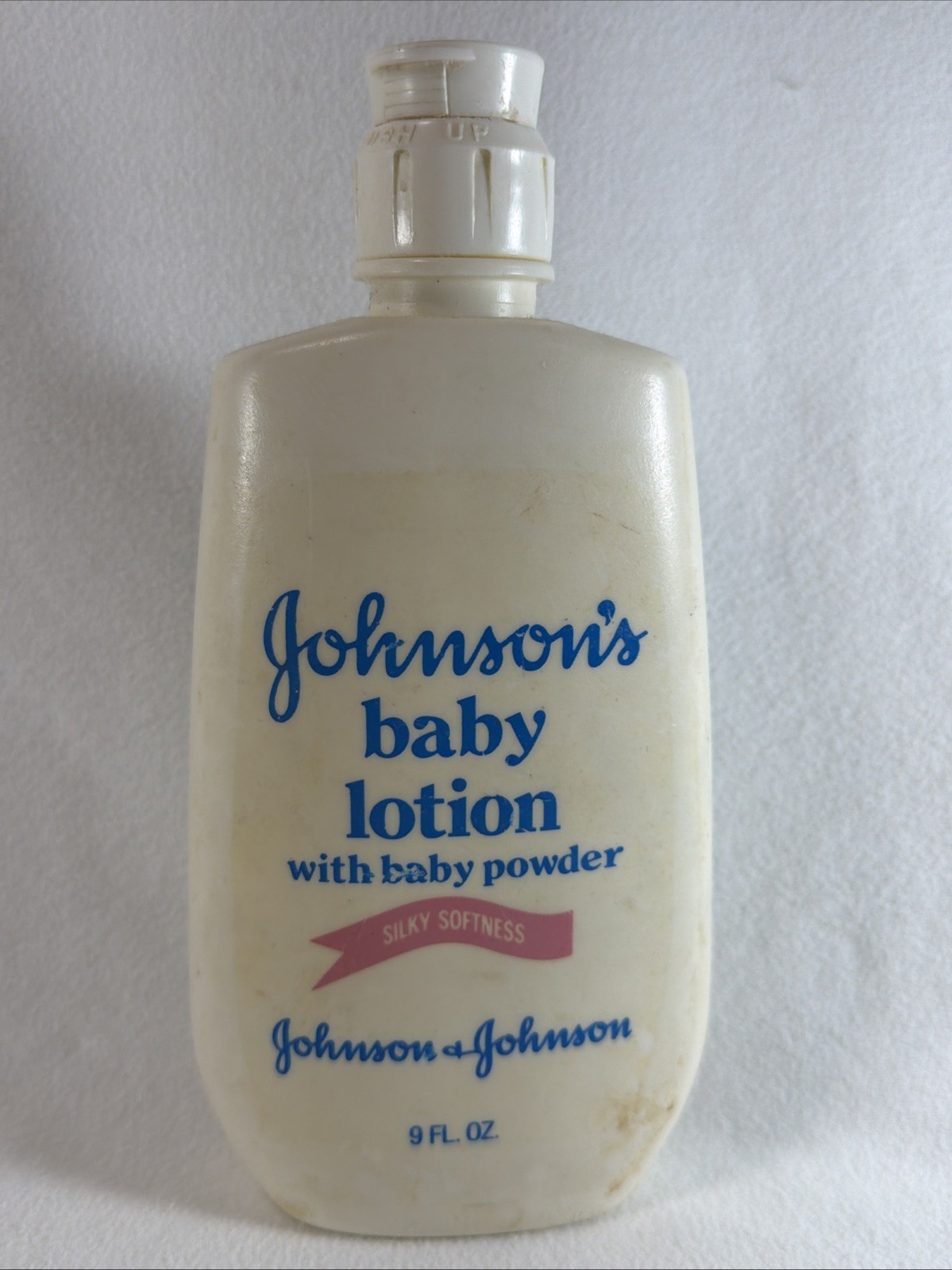 Vintage Johnson's Baby Lotion 1970s White Bottle Over 1/2 Full READ MOVIE PROP