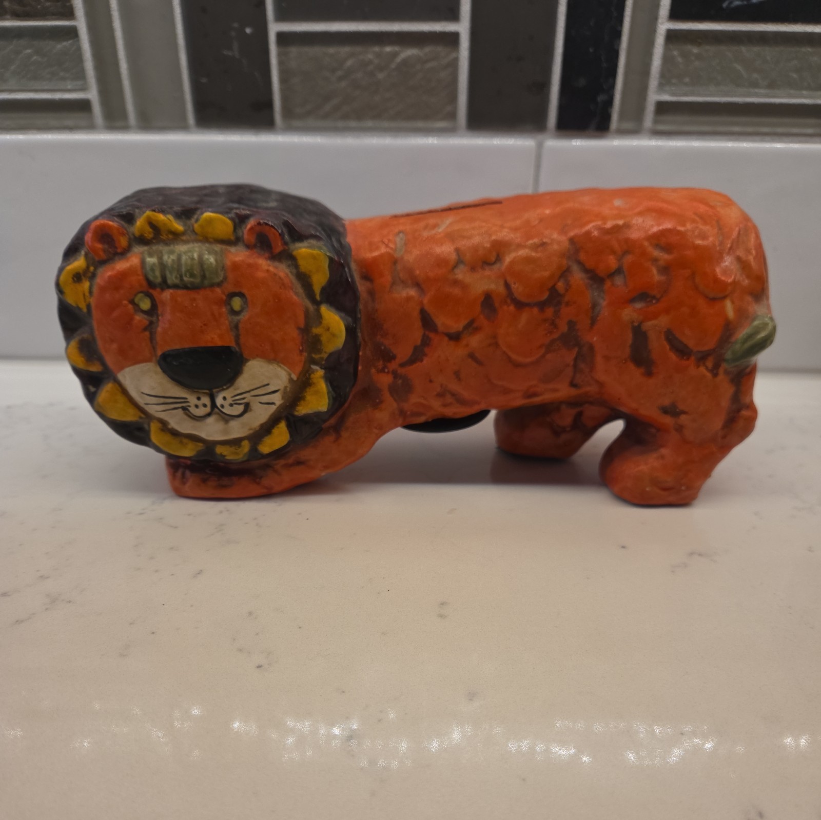 Georges Briard Orange Lion Coin Bank Vintage MCM 1960’s 9”x3.5” Georges Briard Orange Lion Coin Bank Vintage MCM 1960’s 9”x3.5”