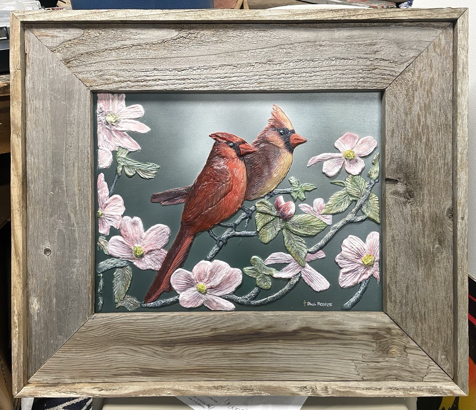 Original Cardinal Painting Hand Crafted Rustic Framed Wall Art Home Decor 3-D Original Cardinal Painting Hand Crafted Rustic Framed Wall Art Home Decor 3-D