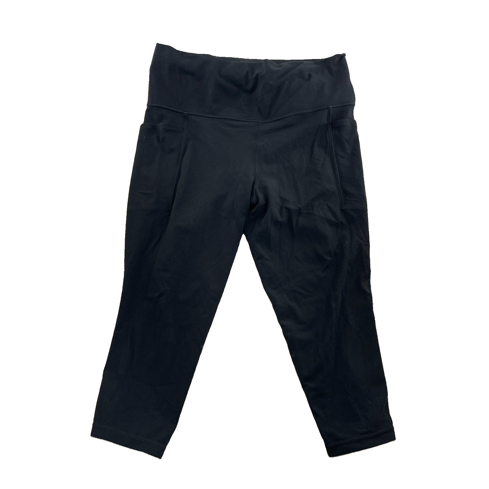 Athleta Salutation Stash Pocket II Capri Large Women Black Athleisure 18 In 66-2