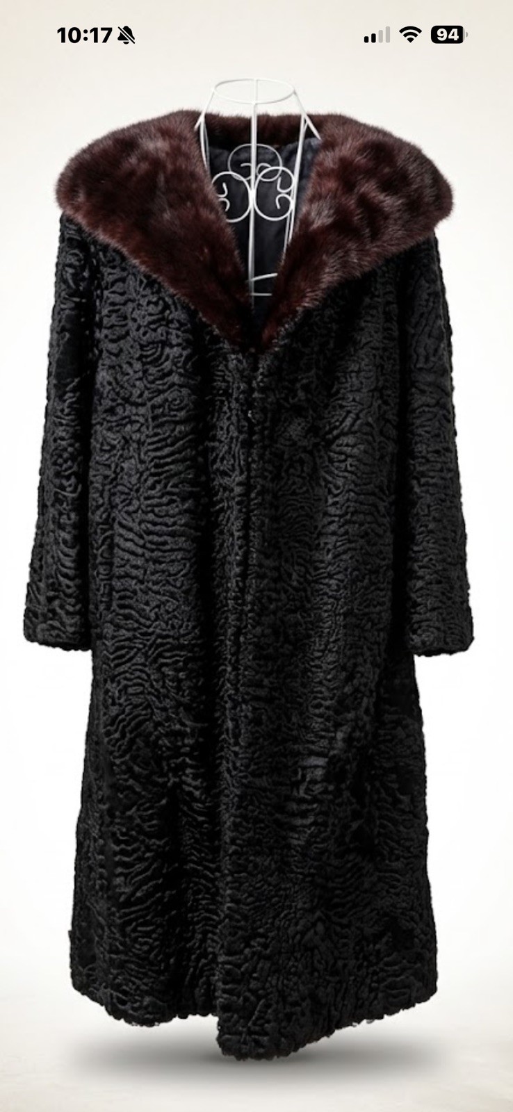 Vintage Brown Mink Collar Black Large Full Length Silk Lining Winter Fur Coat Vintage Brown Mink Collar Black Large Full Length Silk Lining Winter Fur Coat