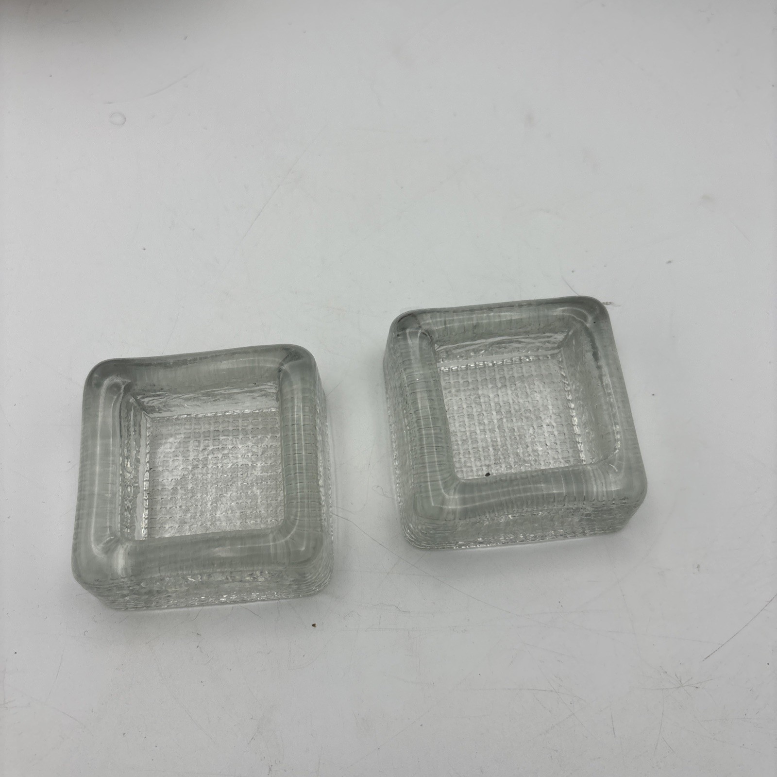 vintage square heavy crystal Ice cube ashtray Set Of 2 vintage square heavy crystal Ice cube ashtray Set Of 2