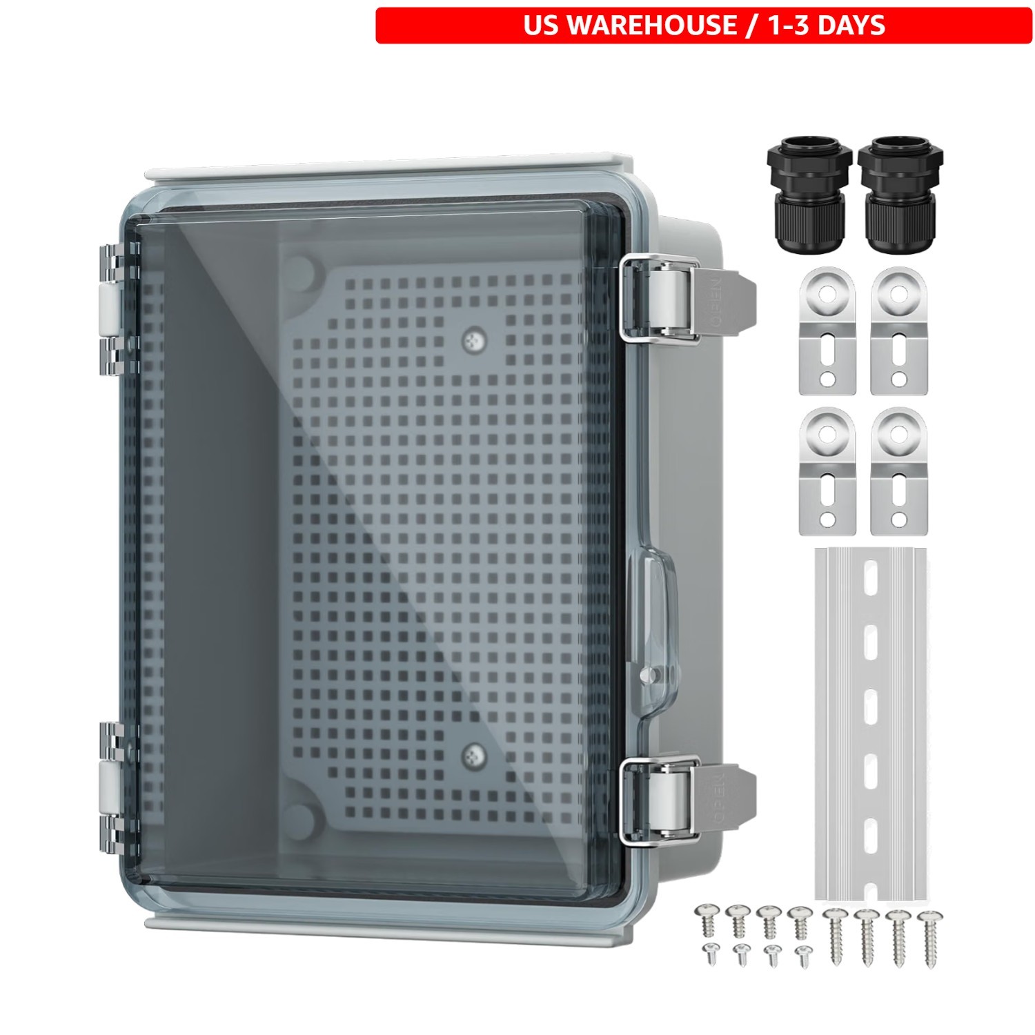 Compact Outdoor Waterproof WiFi Enclosure with Lock & Cable Glands - 8.7x6.7x4.3