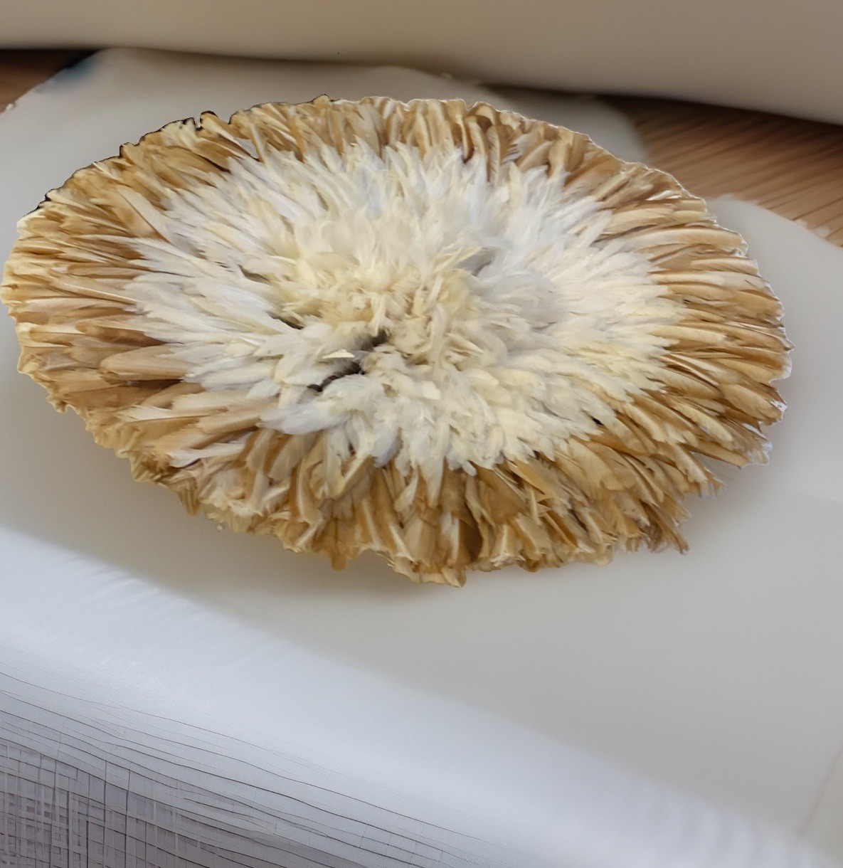 Vintage Traditional Real Feather Headdress Juju Hat Wall Hanging Decor 21” Wide Vintage Traditional Real Feather Headdress Juju Hat Wall Hanging Decor 21” Wide