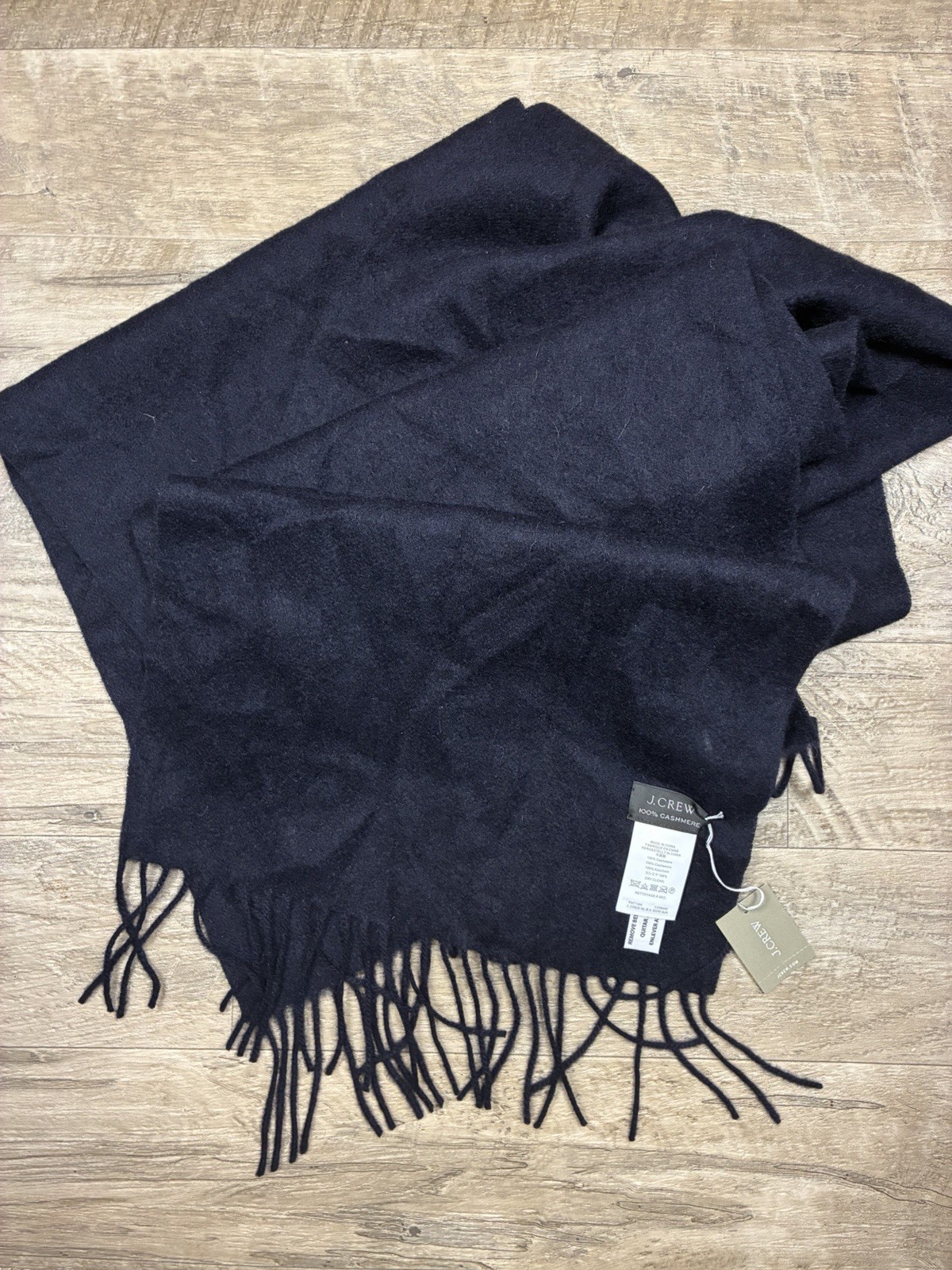 J.Crew 100% Cashmere Navy Blue Tassel Scarf 12” x 68” J.Crew 100% Cashmere Navy Blue Tassel Scarf 12” x 68”