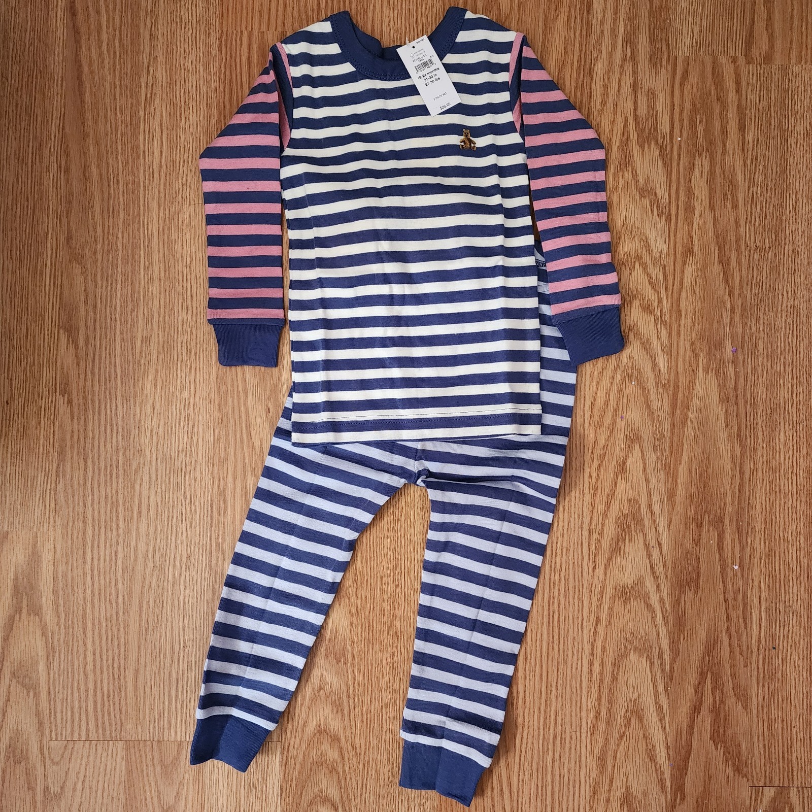 Baby Gap Striped Pajamas Blue White Pink 2 Piece Set 100 % Organic Cotton NWT Baby Gap Striped Pajamas Blue White Pink 2 Piece Set 100 % Organic Cotton NWT